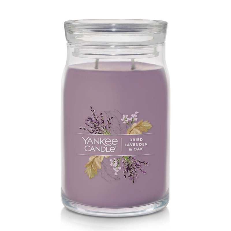 Signature Dried Lavender & Oak Scented Candle, 20 oz Large Jar