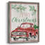 Merry Christmas - camion rouge, reproduction encadrée - bois massif