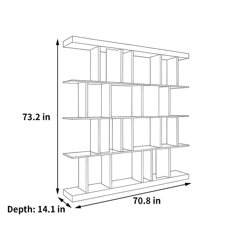 A simple and eye-catching bookcase, (5 tablettes) H 73,2 po x l 70,8 po x P 14,1 po.