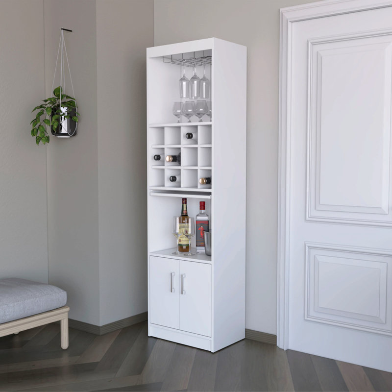 Bar avec rangement pour bouteilles de vin, Blanc