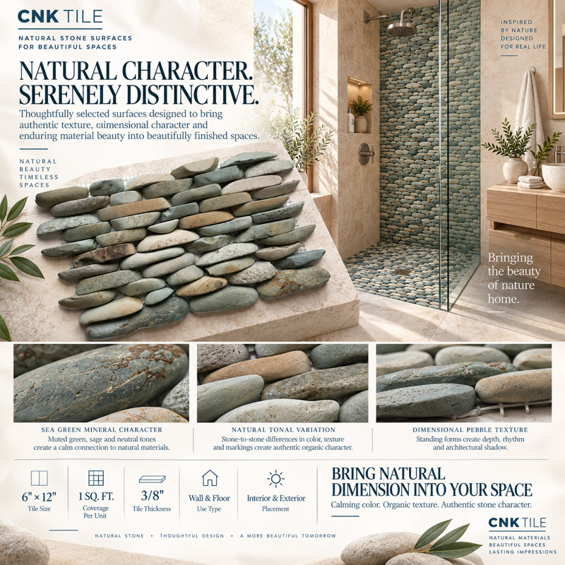 Carreau de mosaïque en pierre naturelle aléatoire Danube pour salle de bain et douche - 12 po x 12 po