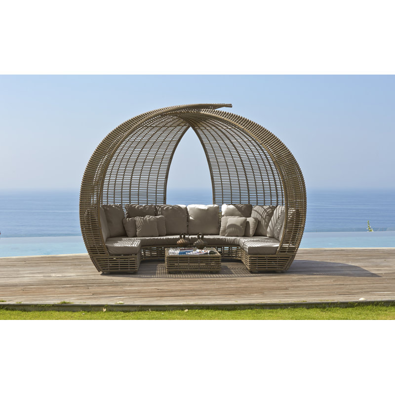 Sparta Outdoor 8 - Seat Patio Sectional, Kubu Mushroom, Spectrum Graphite Sunbrella® Plainweave