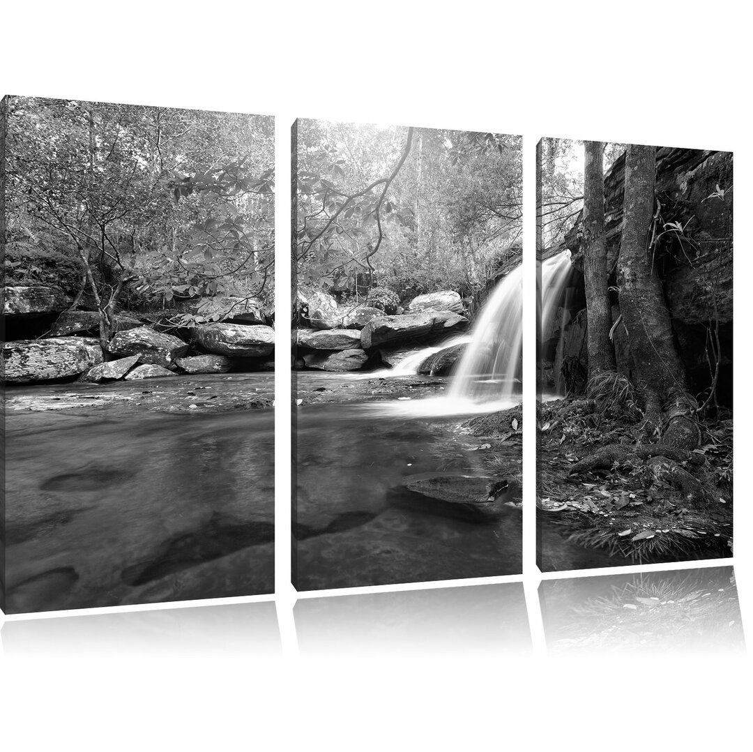 3-tlg. Leinwandbilder-Set â€žSchÃ¶ner Wasserfall im tiefen Waldâ€œ, Fotodruck