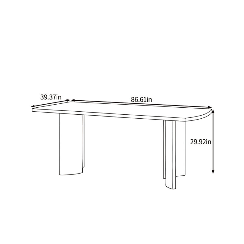 Table de salle à manger haut de gamme en bois massif de qualité, H 29,92 po x L 86,61 po x l 39,37 po