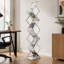 Présentoir à magazines pliable double face en alliage d'aluminium argenté à 6 poches, portable, pour expositions/hôtels.