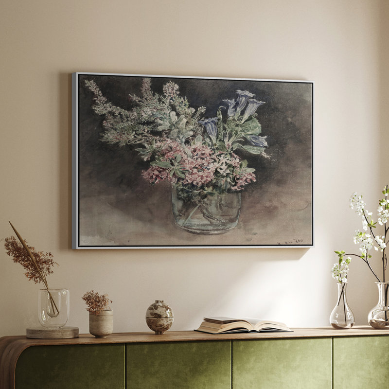 Botanique rétro - XXIX, Toile encadrée flottée blanche, H 25 po x l 37 po x P 2 po