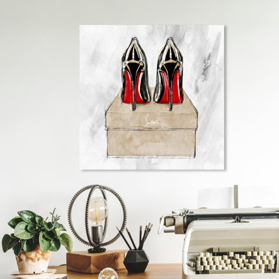 " Red Heels Red Shoes, Luxury High Heels Modern Black " Acrylic Painting
