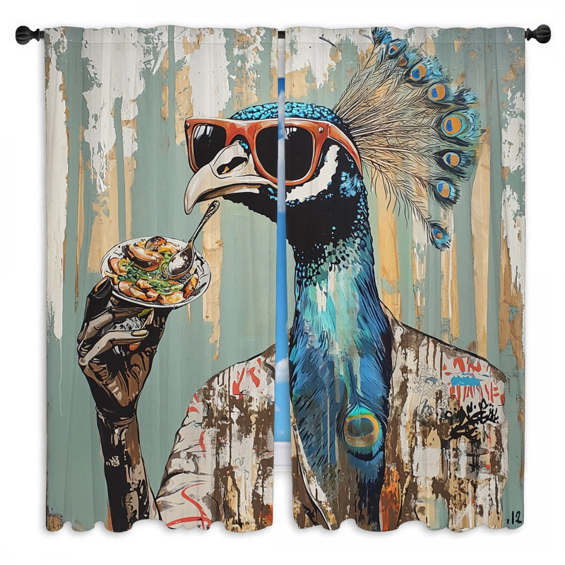 Peacock, rideaux de fenêtre, bohème, drapeaux bohémiens - 2 panneaux, L 20 po x L 52 po