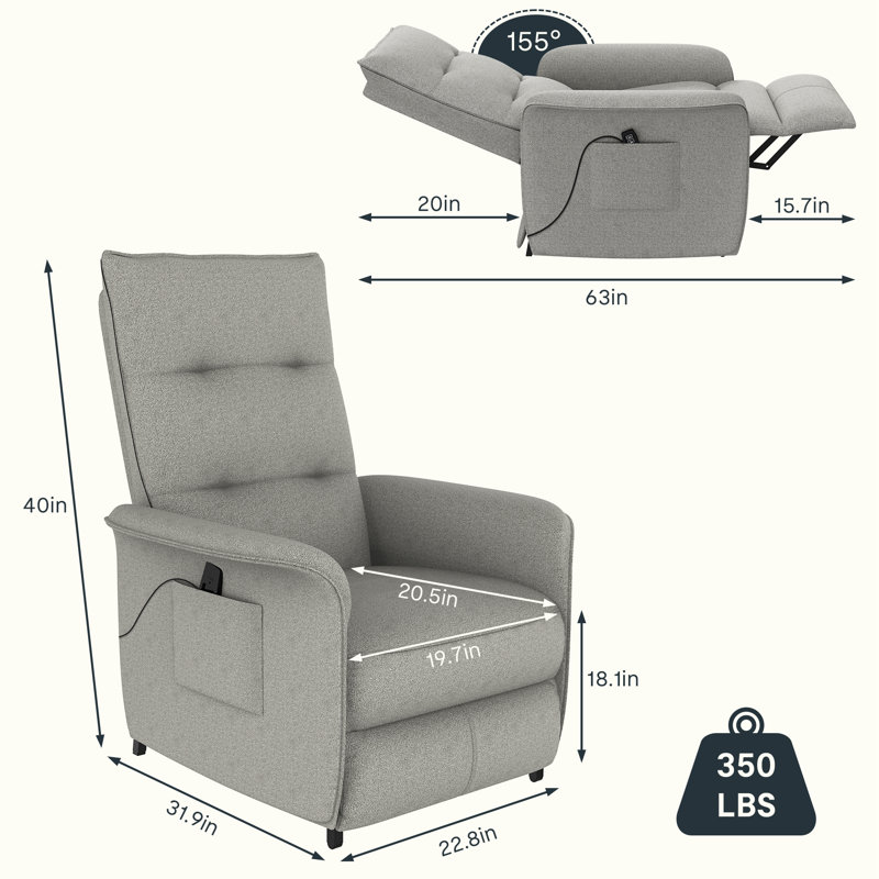 Fauteuil inclinable électrique Marytheresa, 100 % polyester gris clair