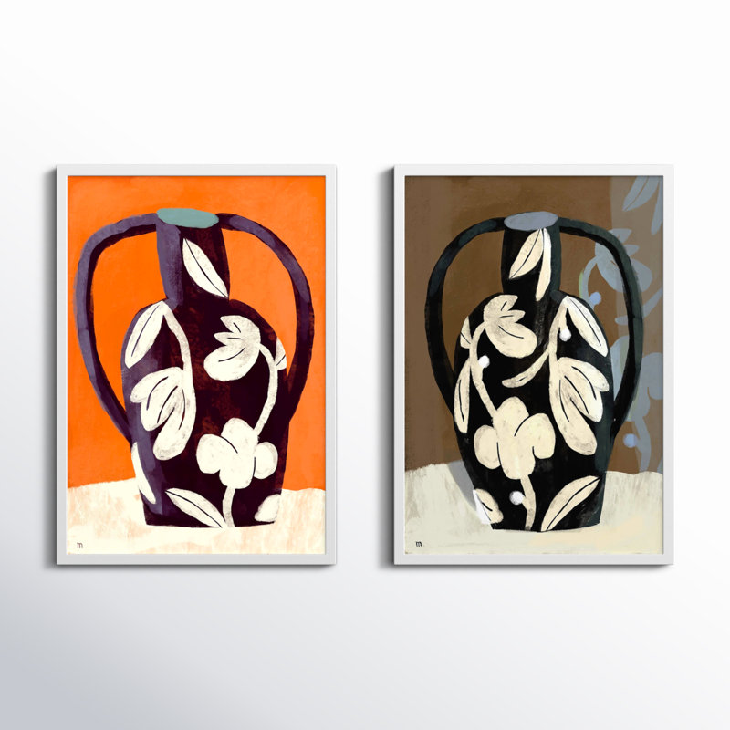 Black Vases Print by Marco Marella For Studio M, White Framed Paper, 30" H x 21" W x 1.25" D
