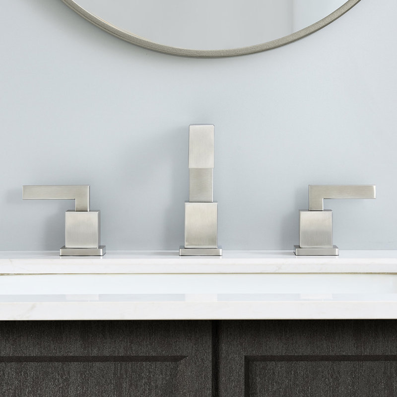 Robinet pour salle de bain à 2 poignées en nickel brossé - 8 pouces pour meuble-lavabo avec drain escamotable et tuyau d'alimentation, chute d'eau pour évier, 2 poignées pour rouiller