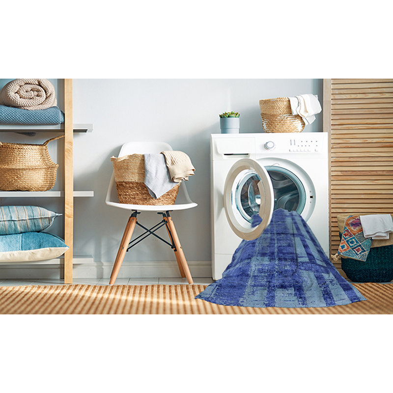 Tapis 100% moderne 2798 de style Mid-Century lavable à la machine, Carré 3 pi