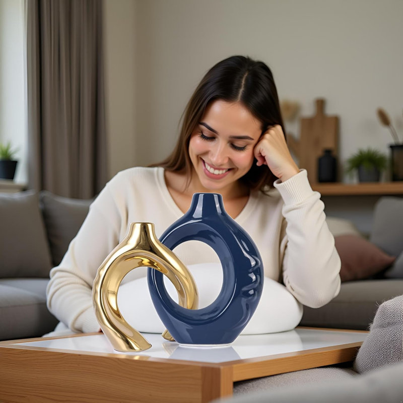 Blue Gold Ceramic Vase