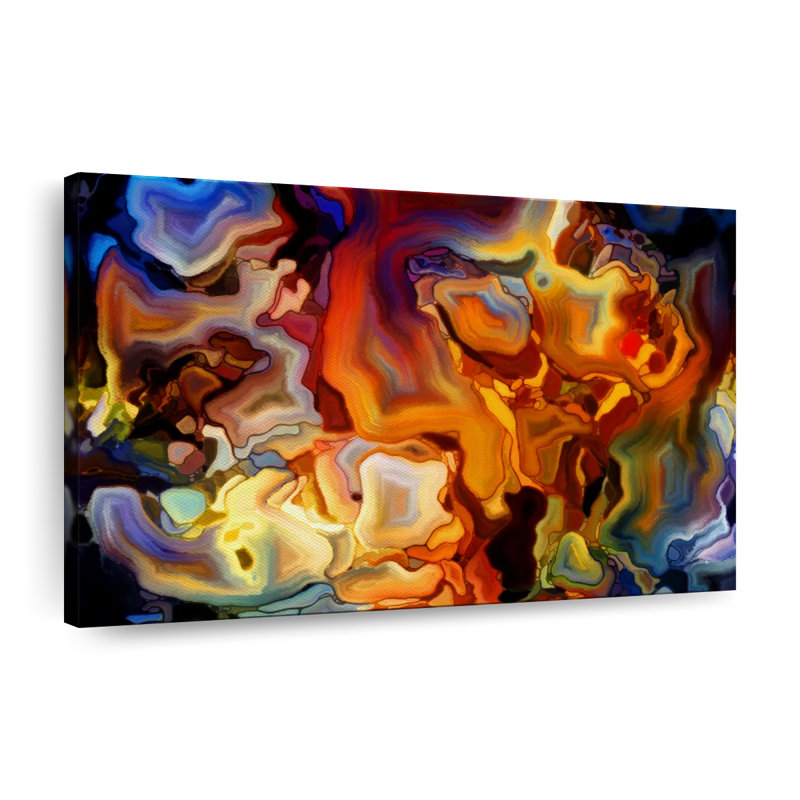 Impression abstraite sur toile de verre coloré, H 24 po x l 16 po x P 1,25 po