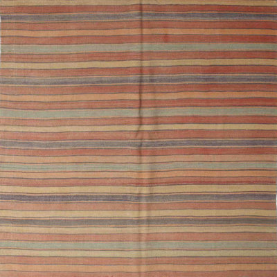Tapis rayé brun / rouge