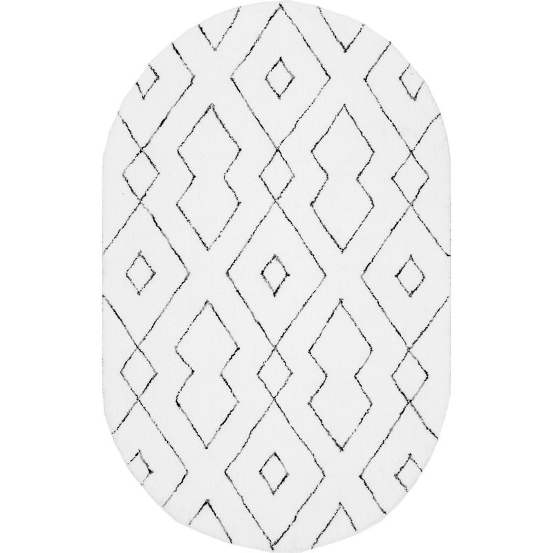 Tapis blanc moelleux Sofie, Ovale 5 pi x 8 pi