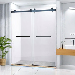 Frameless Shower Door , 48" W X76" H Double Sliding Shower Door