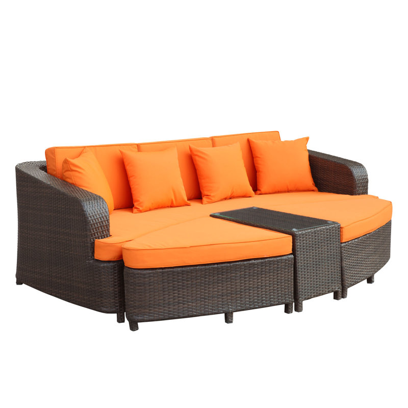 Modway Monterey Outdoor Patio Sectional Sofa, Orange