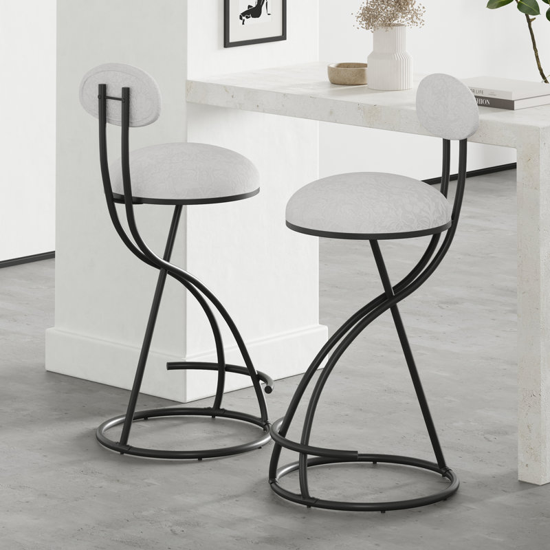 Ensemble de 2 tabourets de bar modernes avec dossier - Tabourets de comptoir rembourrés, Noir
