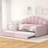 Full Size Daybed With Soft Pink Upholstery And Versatile Trundle - Graceful Upholstered Curved Charming-448548162