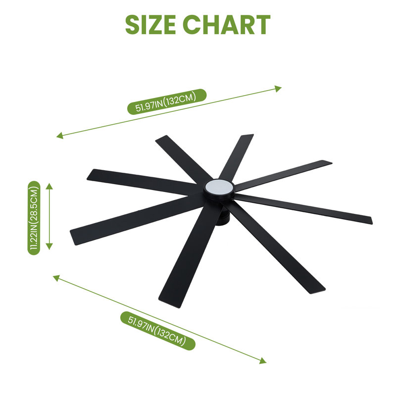 132cm Ceiling Fan with LED Lights, Black