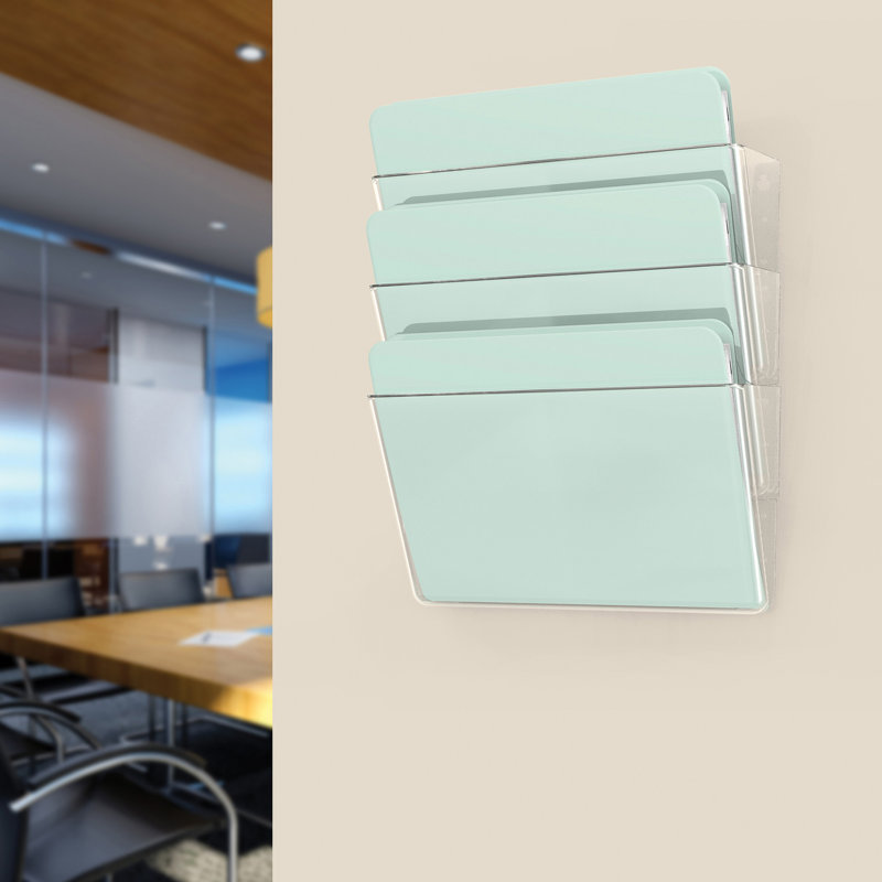 Clear Acrylic 3-Compartment Wall File Pocket System
