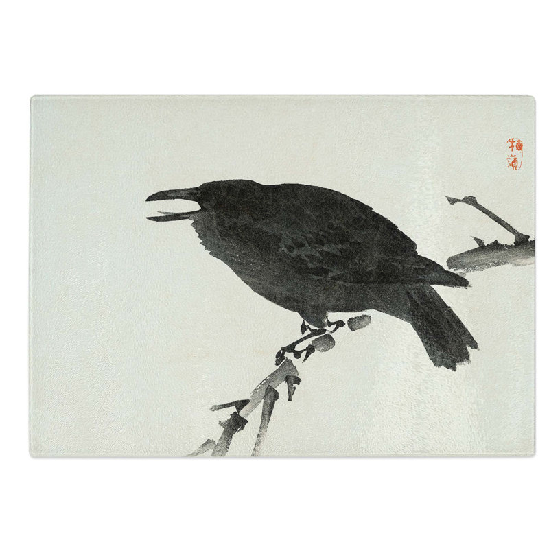 Tempered Glass Crow Chopping Board, 28.5 cm W x 20 cm L