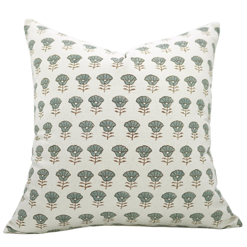  Housse de coussin en coton Floral, Carré, 18 po x 18 po