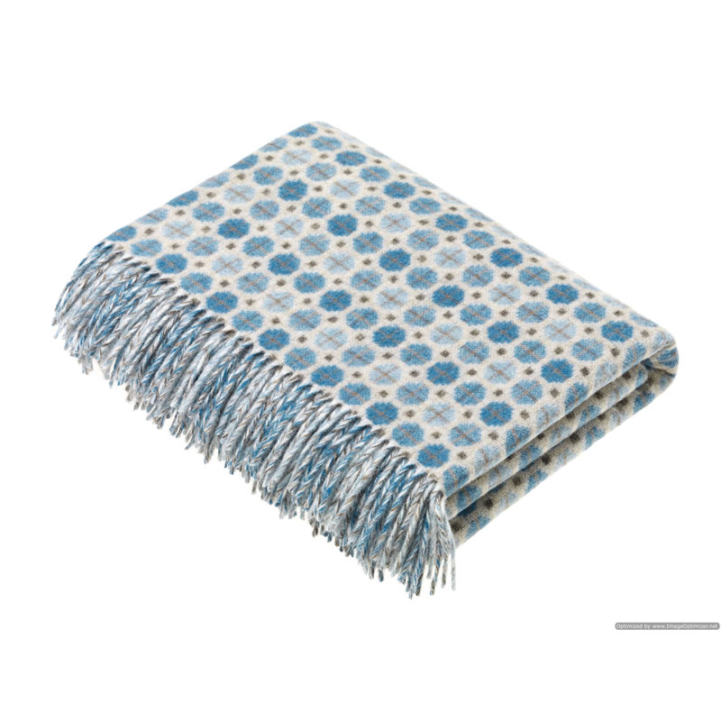 Jeté tissé en laine d'agneau Merino, Abstrait bleu