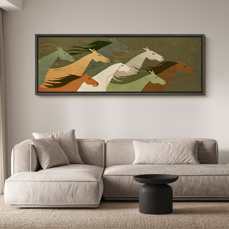 Reproduction d'art moderne sur toile encadrée, H 20 po x l 60 po, Noir