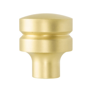 Round medium brass knob, in Satin Brass