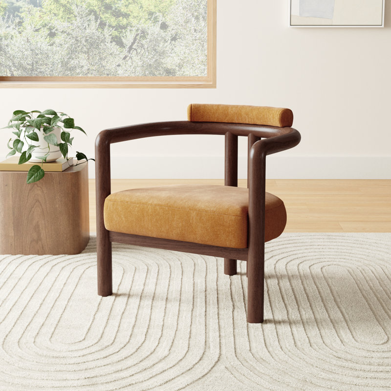 Tilde Upholstered Barrel Chair, Fennel Performance Chenille