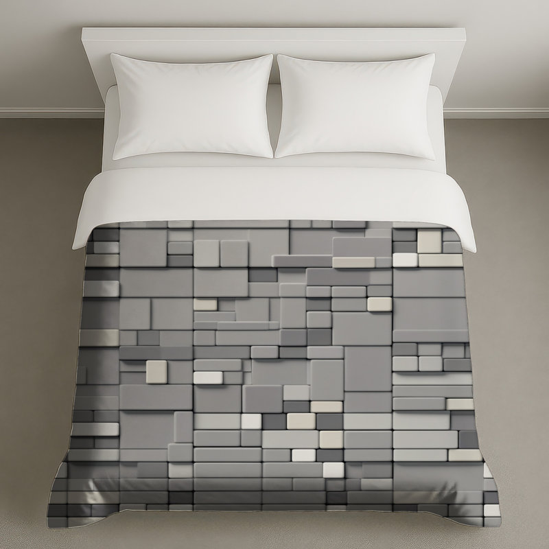 Housses de couette à carreaux rectangulaires gris, Twin