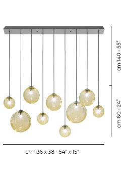 Puppet 9 - Light Chandelier, Matte Black, Amber Transparent