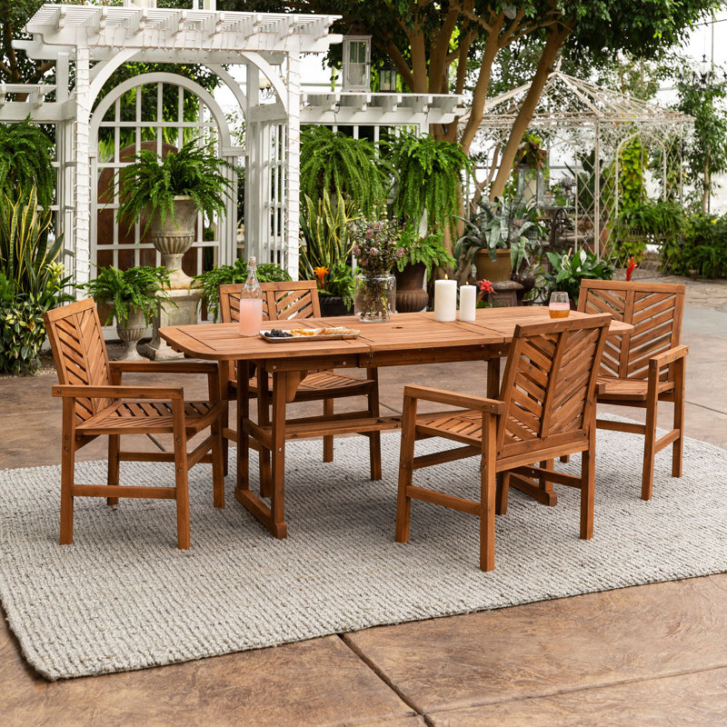 Alfonsi Acacia Wood Patio Dining Table Set, Brown