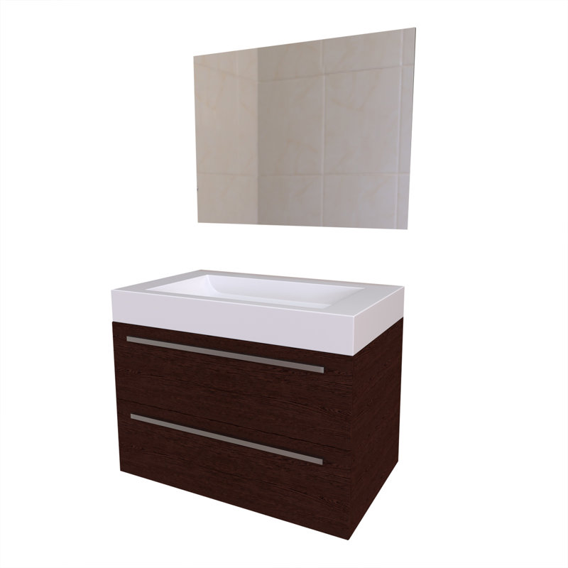 Ensemble de meuble-lavabo mural simple 31 po Rawe, Wengé
