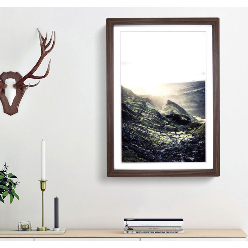 The Highlands in Scotland in Abstract - Picture Frame Graphic Art Print, 87cm H x 62cm W x 2cm D, Walnut Framed