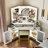 Modern Corner Makeup Vanity Set with Mirror and Cabinets-1587679806
