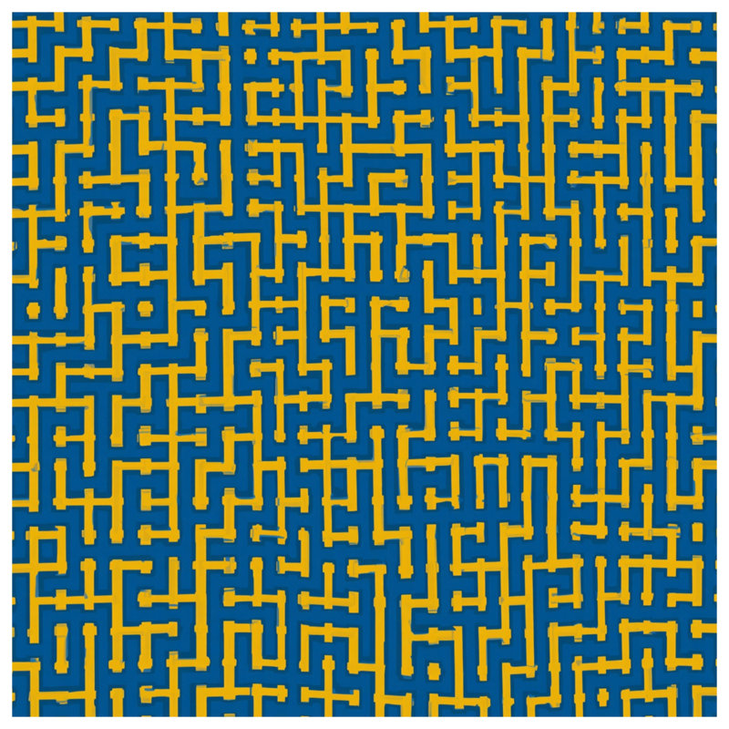Toile de galerie bleu jaune et labyrinthe en plusieurs tailles, 16 x 16 pouces