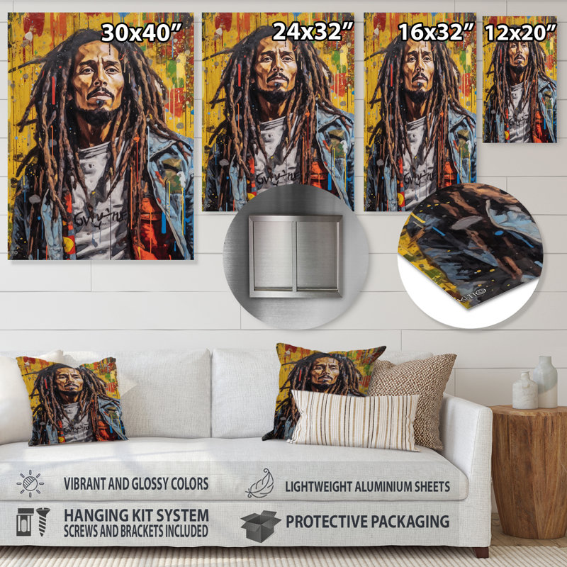 Bob Marley Poprt, H 20 po x l 12 po x P 1 po