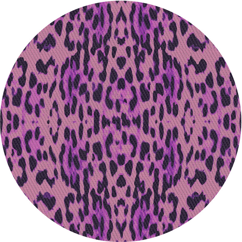 Tapis noir/rose à tisser électrique, Rond 5 pi