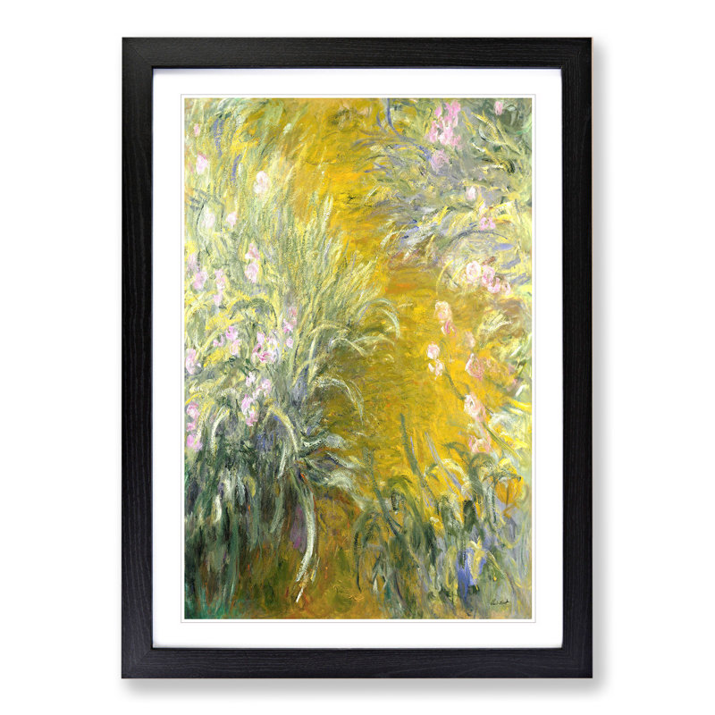 The Path Through the Irises by Claude Monet - Framed Print, 65cm H x 48cm W x 2cm D, Black Framed