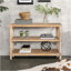 Console rustique à 3 niveaux avec détails d'inspiration gothique, table d'entrée en bois de 47,24 po de long pour le salon et le couloir