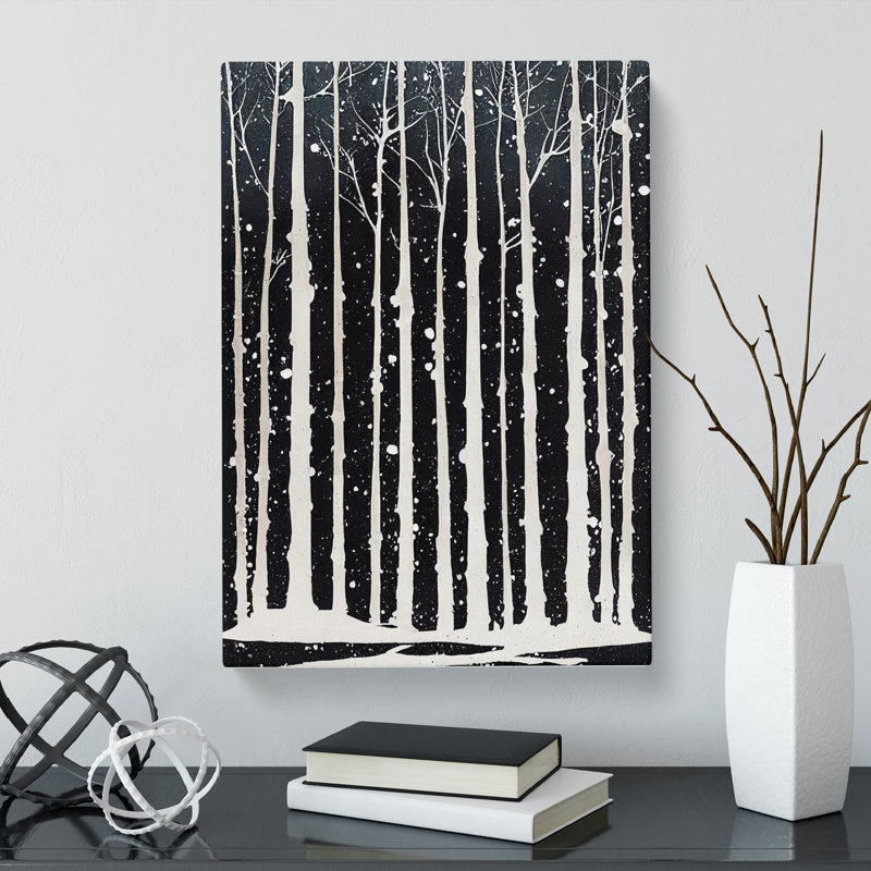 CAN-V0523-2895X Winter Forest Paint Splatter - Wrapped Canvas Print, 50cm H x 35cm W