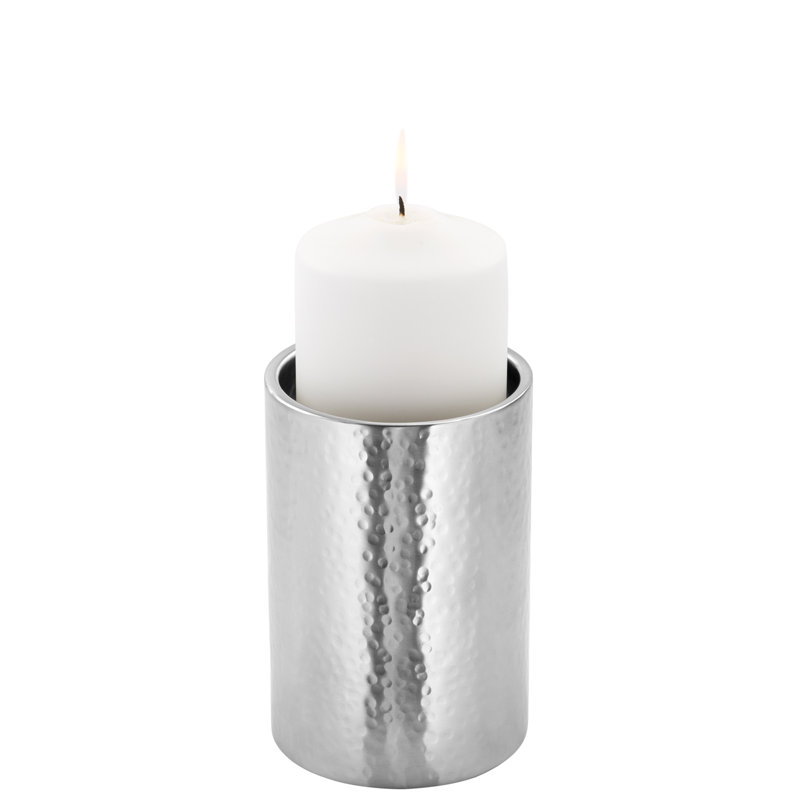 Stainless Steel Candlestick, 15 cm H x 10 cm W x 10 cm D
