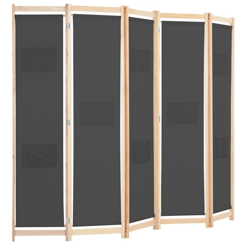 Rizzo 170cm H Folding Room Divider, 5, 200 x 170cm, Grey