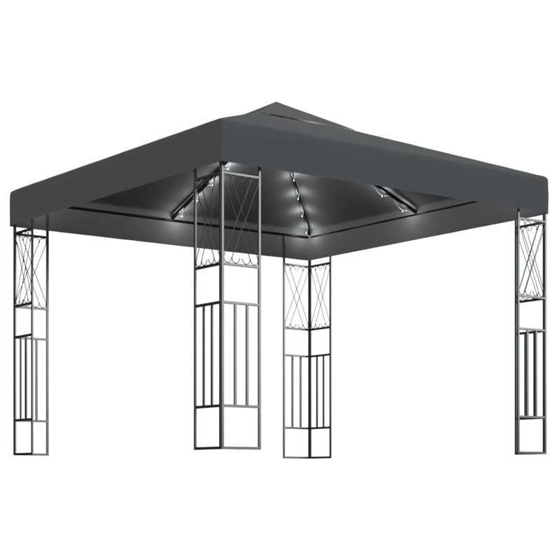 Antipas Gazebo With LED String Lights 3X3 M_12, Anthracite