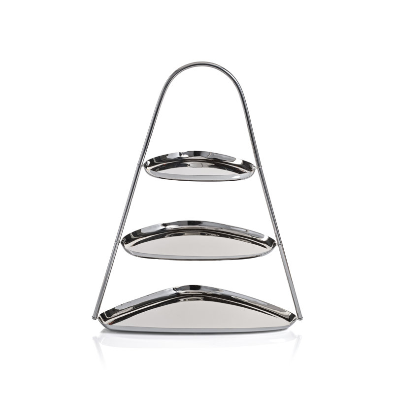 Support pour hors-d'œuvre et petits-fours à 3 niveaux Latis, Nickel