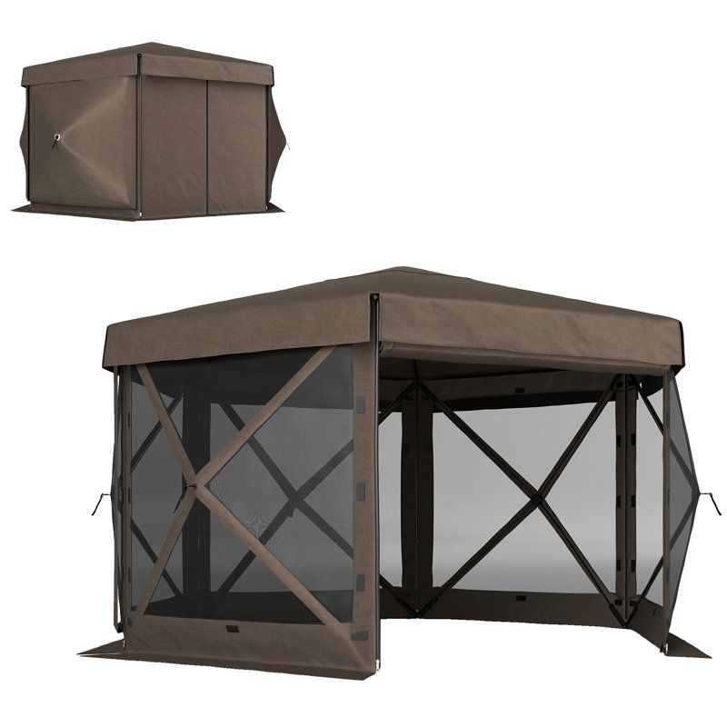 Pop Up 26 Ft. W x 26 Ft. D Fibreglass Soft-top Canopy, Brown
