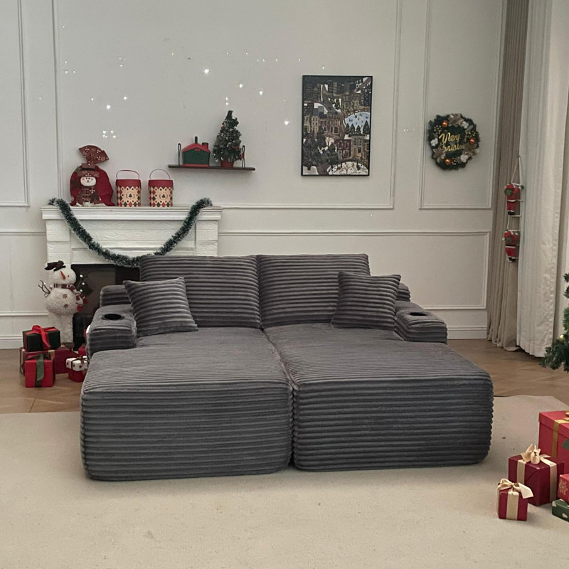 Canapés modulaires confortables, tissu moelleux, forme en L moderne pour la maison